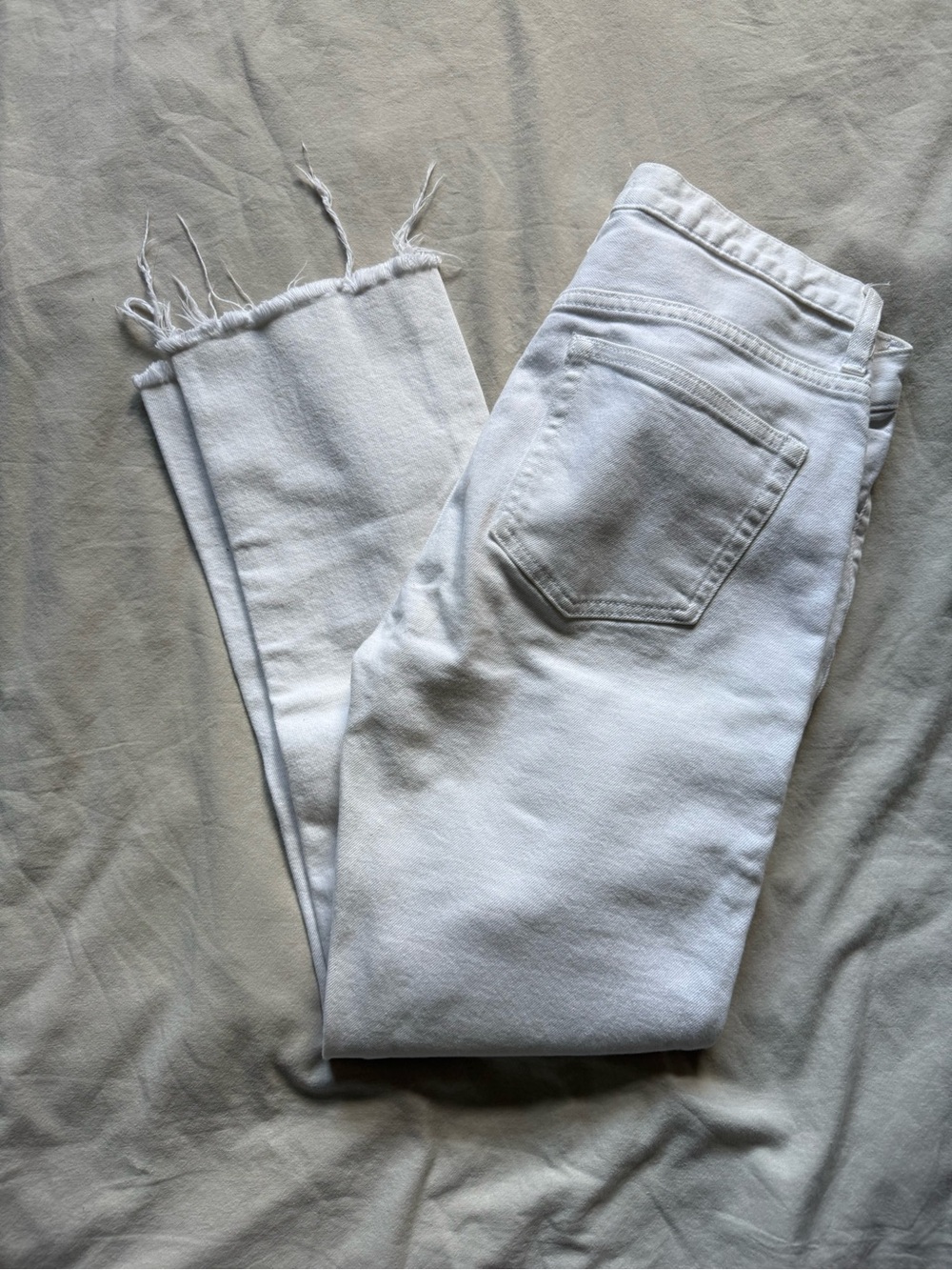 Everlane Denim White Frayed-Hem Ankle Jeans